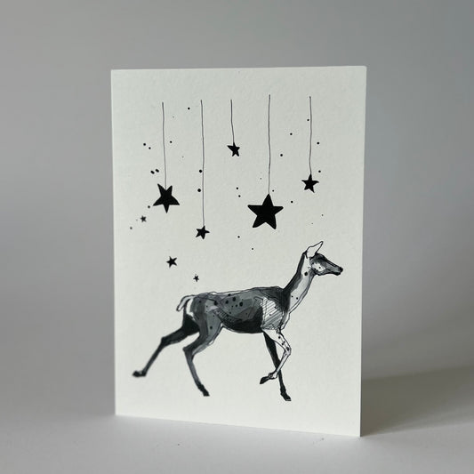 'Deer + stars' greetings card