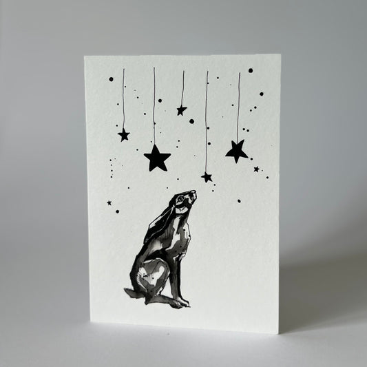 'Hare + stars' greetings card