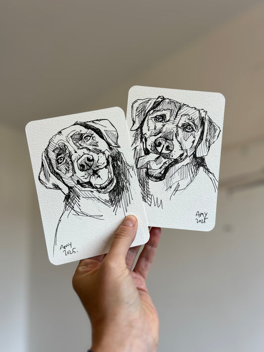 HAPPY dog duo postcard