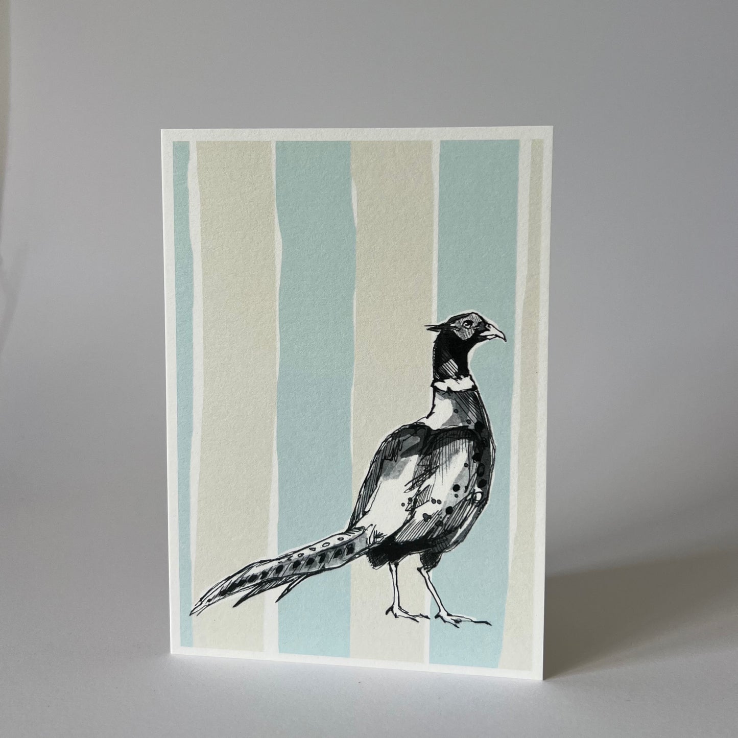 Pheasant stripes greetings card