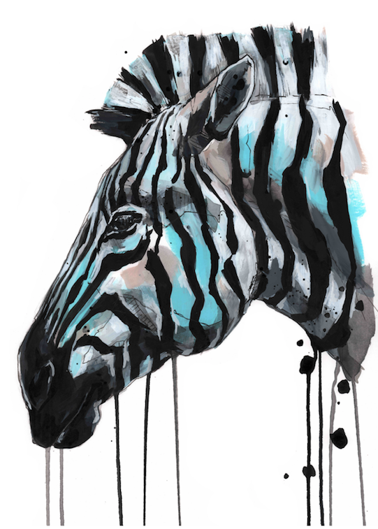 ZEBRA PRINT - hand finished and signed