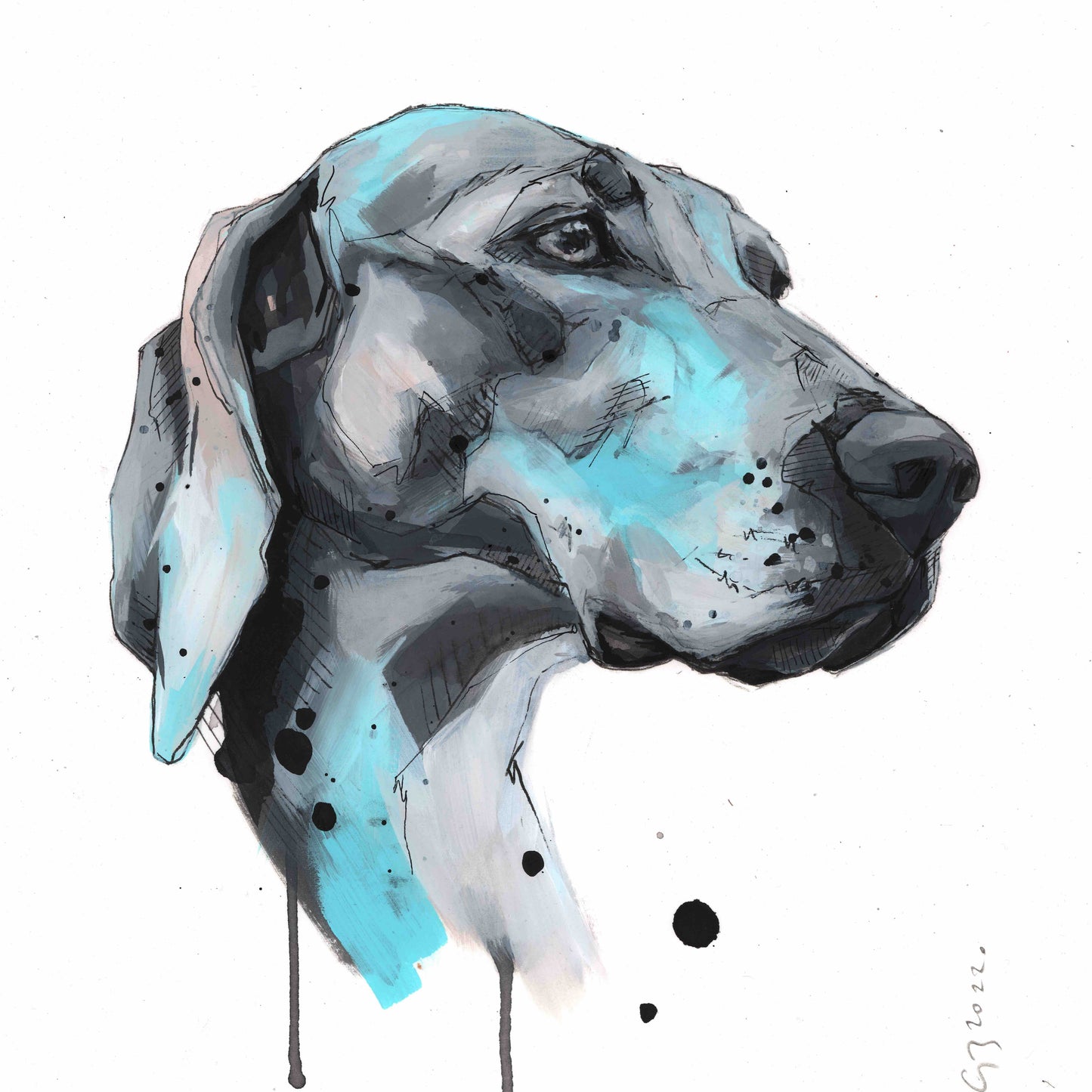 38.0x50.0cm dog portrait