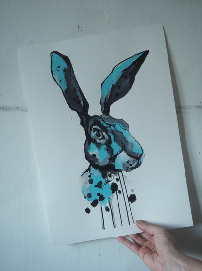 HARE PRINT - hand finished and signed