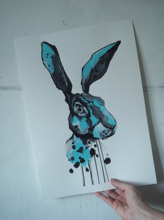 HARE PRINT - hand finished and signed