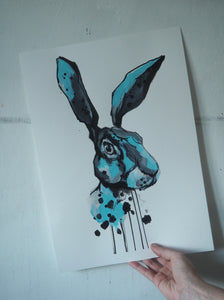 HARE PRINT - hand finished and signed