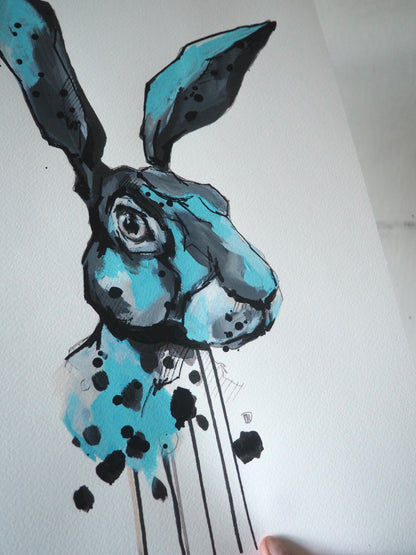 HARE PRINT - hand finished and signed